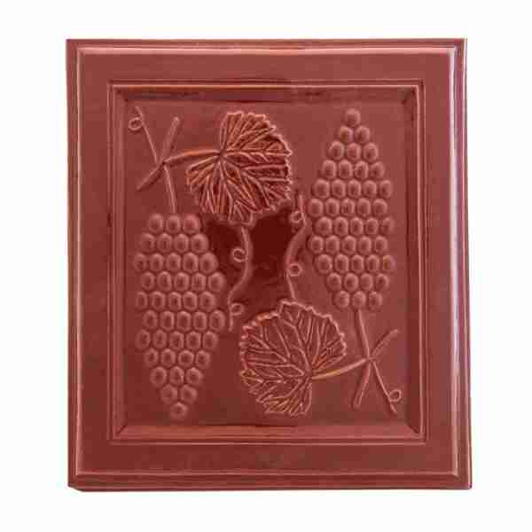 Placă sobă teracotă, model Strugure, culoare maro roșcat, Romanceram