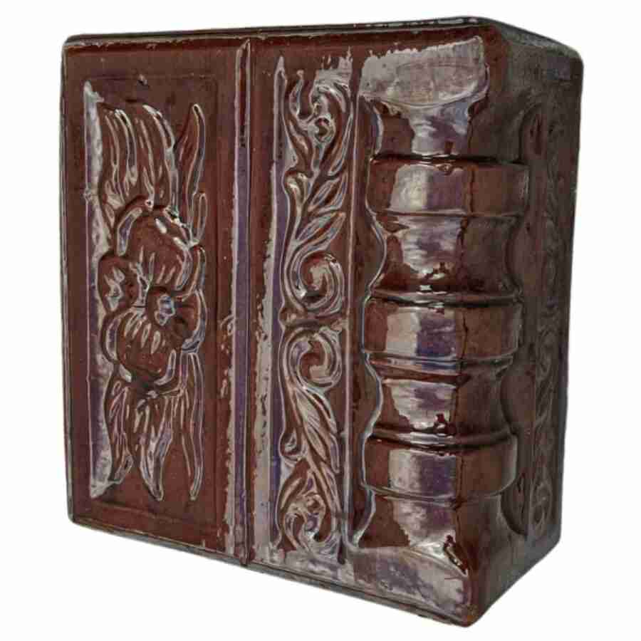 Colț medalion teracotă, Bujor, maro, 250 x 230 mm (Lxl)