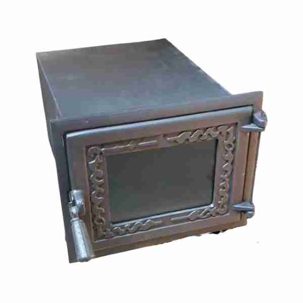 Cuptor sobă tablă și ușă de fontă, cu geam, 400 x 300 x 200 mm (LxlxH)